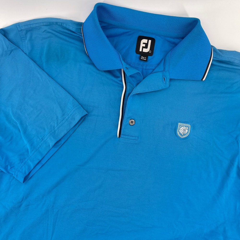 FJ‎ FootJoy Mens Large Blue Golf Polo Shirt Performance DryJoy Tour